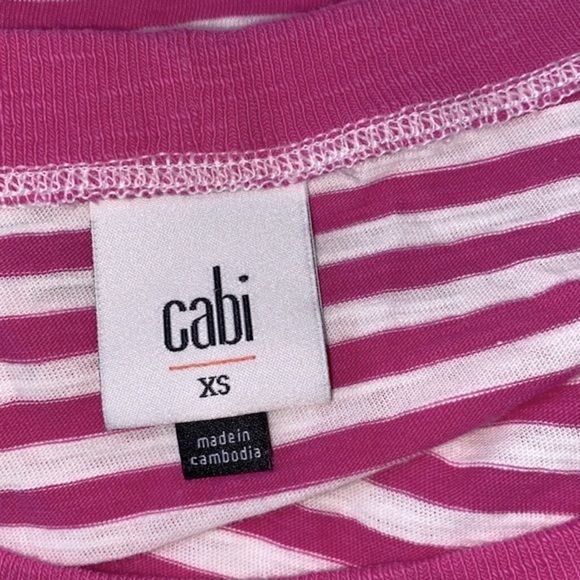 Cabi pink striped top size xsmall cotton - Picture 3 of 6